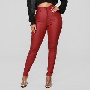 Fashion Nova Faux Leather Pants - Red